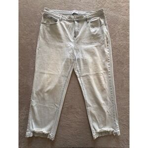 Lane Bryant Light Wash Straight Leg Jeans Frayed Step Hem Plus Size 16